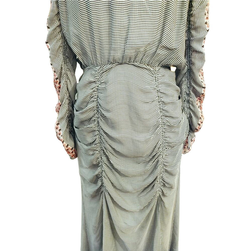 Veronica Beard Gingham Ruched Drawstring Maxi Dre… - image 5